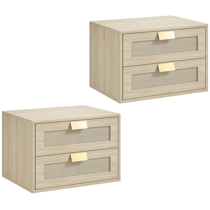 Modern Floating Nightstands Set of 2, Wall Mounted Bedside Tables with