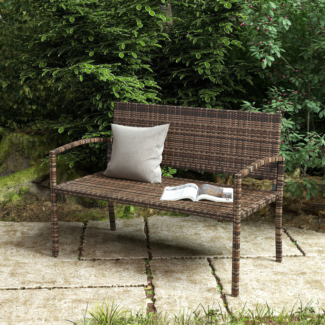 All Weather Wicker Garden Loveseat, 2 Seater Poly Rattan Garden Bench,