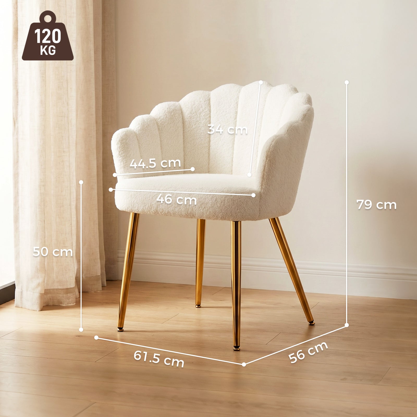 Lounge Chair Petal-Back Armchair Metal Metal Legs for Living Room Bedr