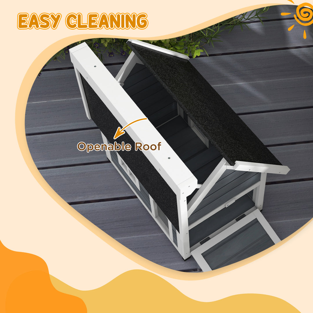 Outdoor Cat House, Wooden Feral Cat Shelter, with Openable Asphalt Roo