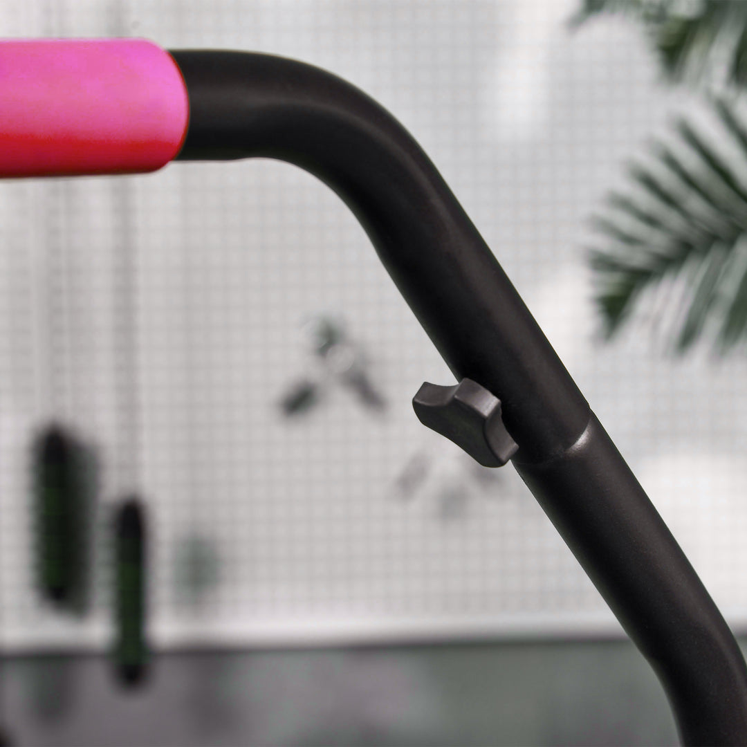 40" Foldable Mini Fitness Trampoline, with Adjustable Foam Handle, Pink