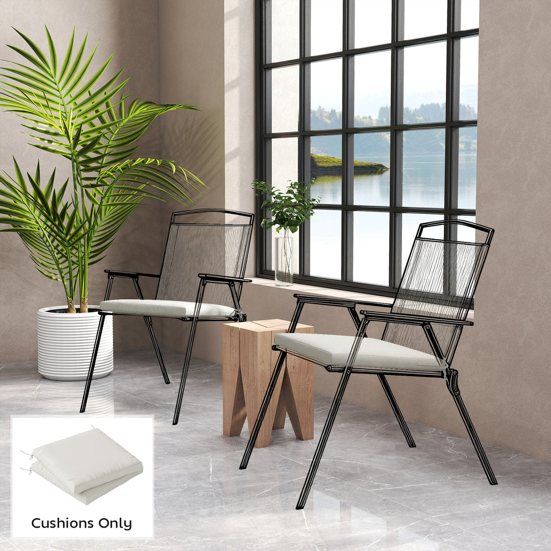 Outdoor Seat Cushions Set of 2 with Ties, Waterproof Garden Seat Pads,