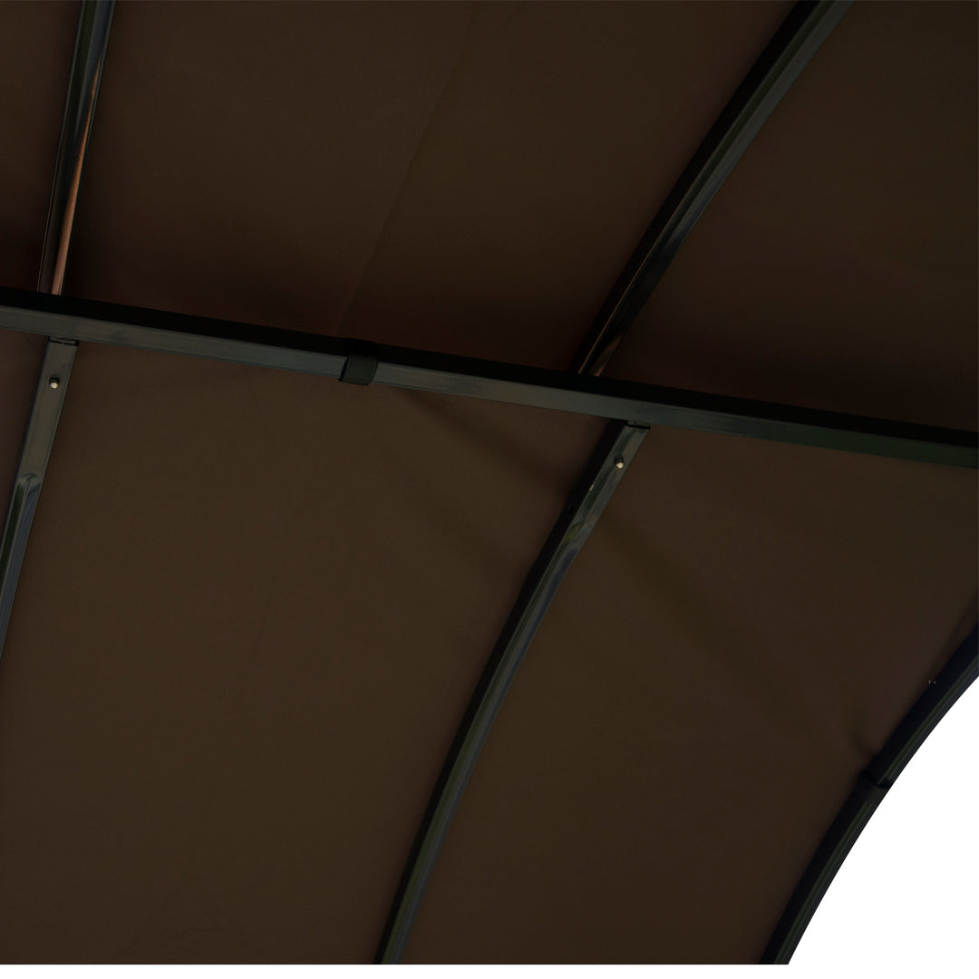 Metal Smoking Gazebo Marquee Garden Patio BBQ Tent Grill Canopy Awning Shelter - Coffee