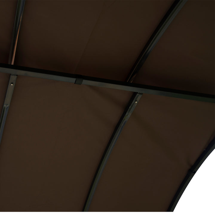Metal Smoking Gazebo Marquee Garden Patio BBQ Tent Grill Canopy Awning Shelter - Coffee
