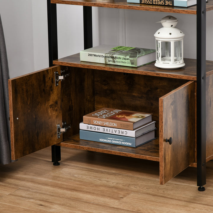 MCL Industrial Bookshelf, Storage Cabinet with 3-Tier with Doors, for Home Office, Living Room Rustic Brown