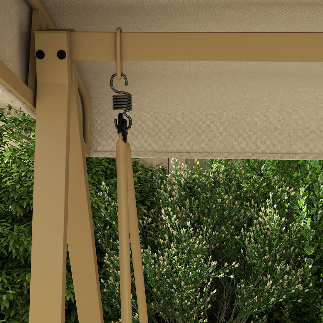 Three-Seat Garden Swing Chair, with Adjustable Canopy - Beige