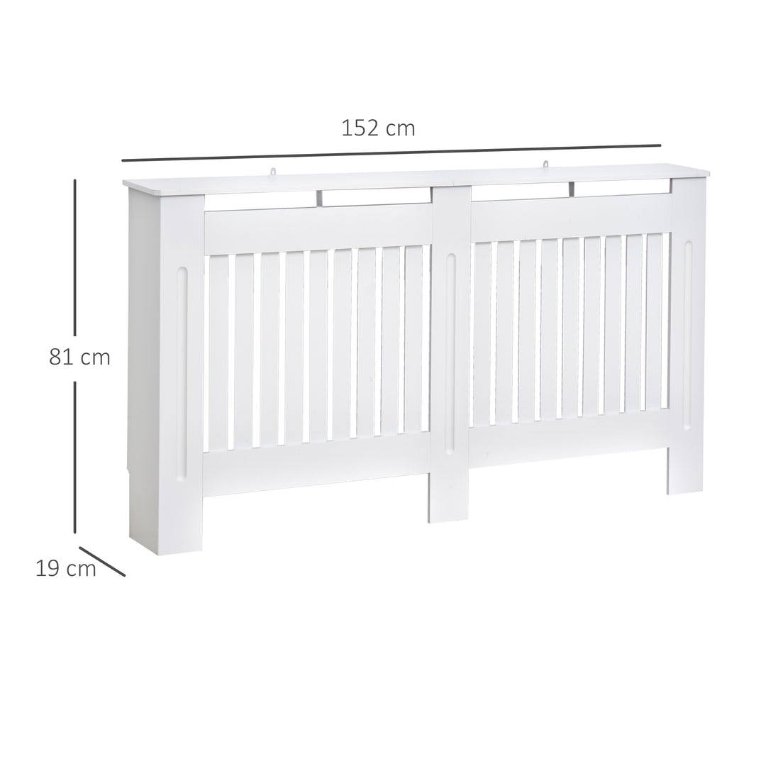 MCL Slatted Radiator Cover Painted Cabinet MDF Lined Grill in White (152L x 19W x 81H cm)