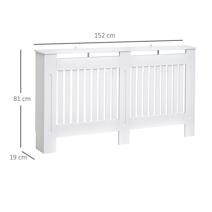 MCL Slatted Radiator Cover Painted Cabinet MDF Lined Grill in White (152L x 19W x 81H cm)