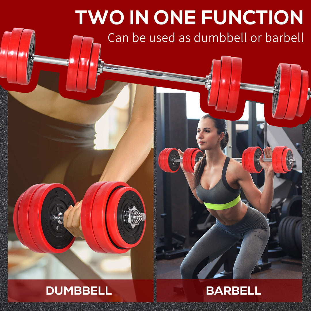 30KGS 2-In-1 Dumbbell & Barbell Adjustable Set Strength Muscle Exercise Fitness Plate Bar Clamp Rod Home Gym Sports Area
