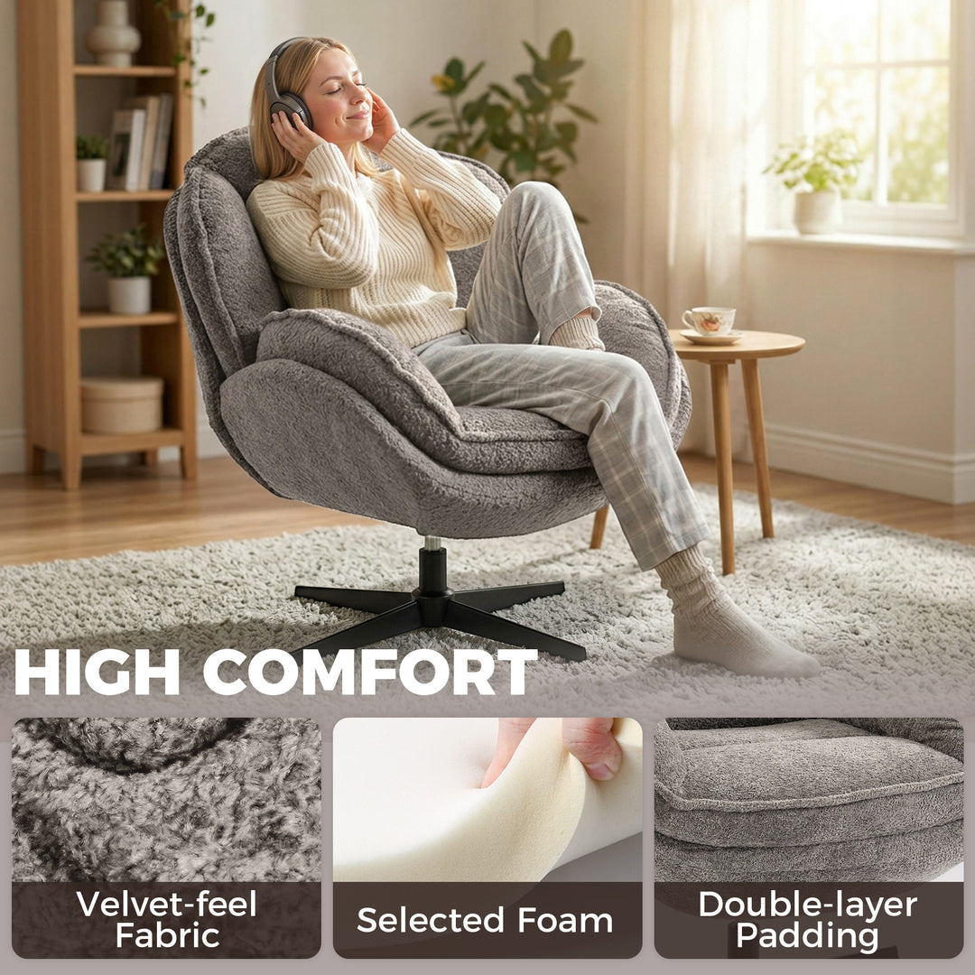 Modern Wingback Accent Chair, Velvet Armchair with Four-Star Base, S-S