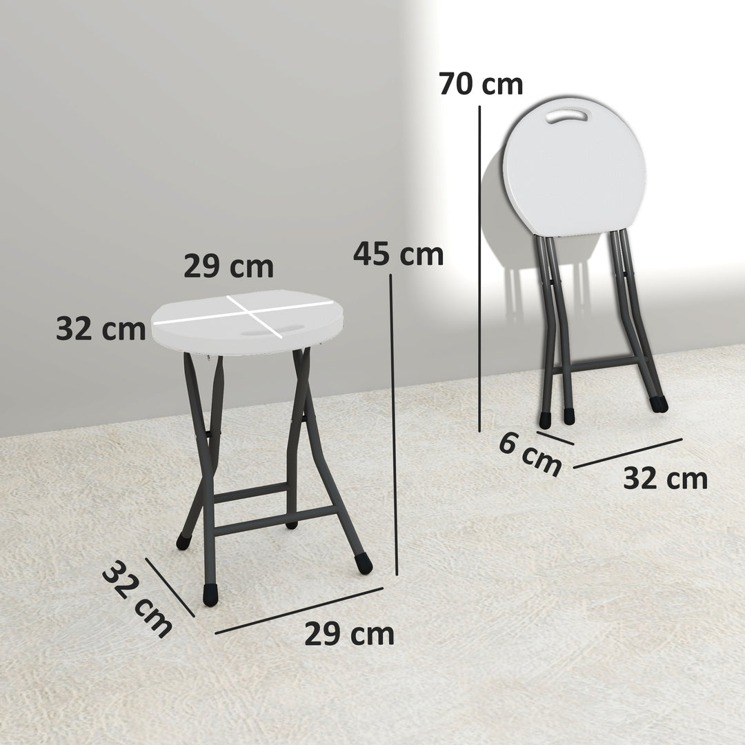 Set of Four Folding Carry Stools - White