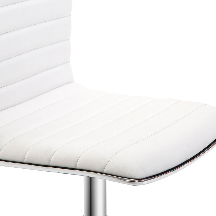 HOMCOM Adjustable Swivel Office Chair with Armless Mid-Back in PU Leather and Chrome Base - White | Aosom UK