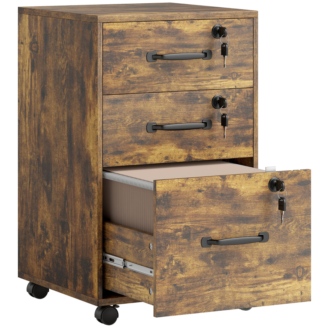 Three Drawer Wood-Effect Filing Cabinet