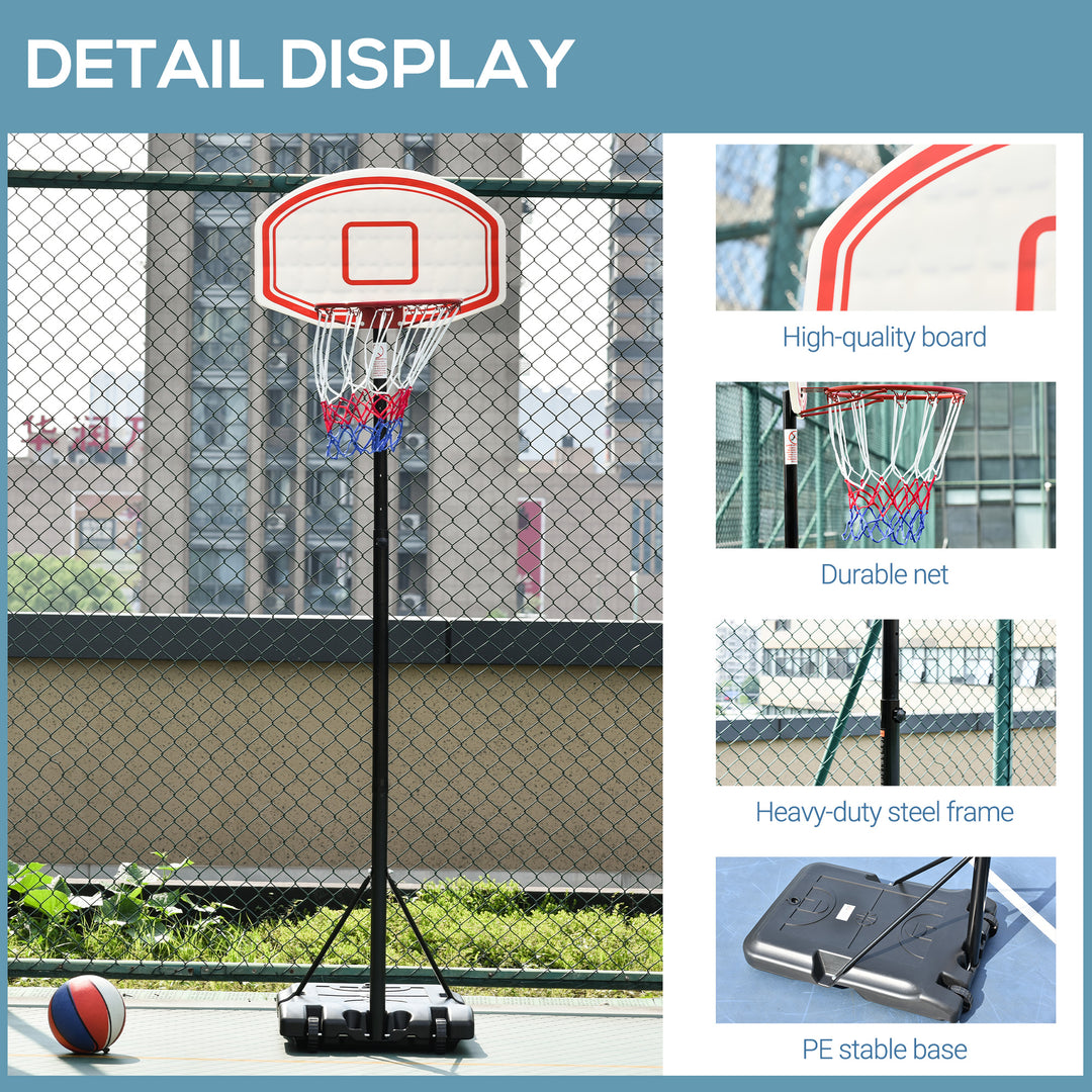 HOMCOM Adjustable Portable Basketball Stand, 175-215cm, with Sturdy Rim, Large Wheels, Stable Base, Net, Free Standing | Aosom UK