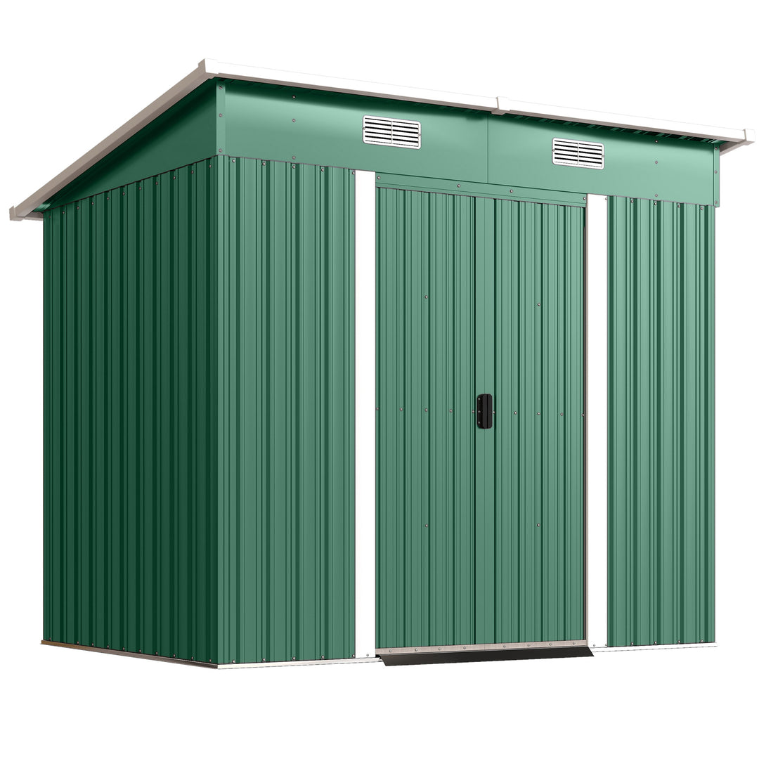 7 x 4ft Outdoor Storage Shed with Foundation Kit, Lean to Metal Garden