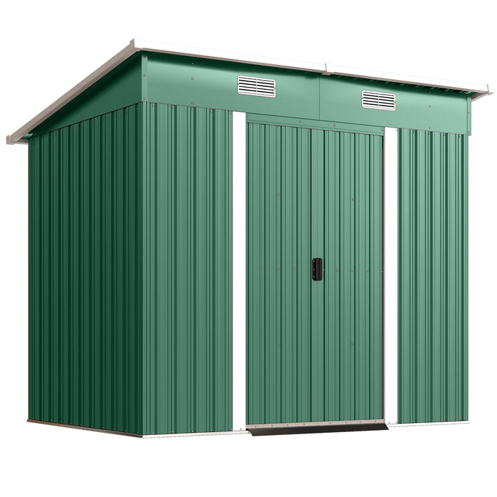 7 x 4ft Outdoor Storage Shed with Foundation Kit, Lean to Metal Garden