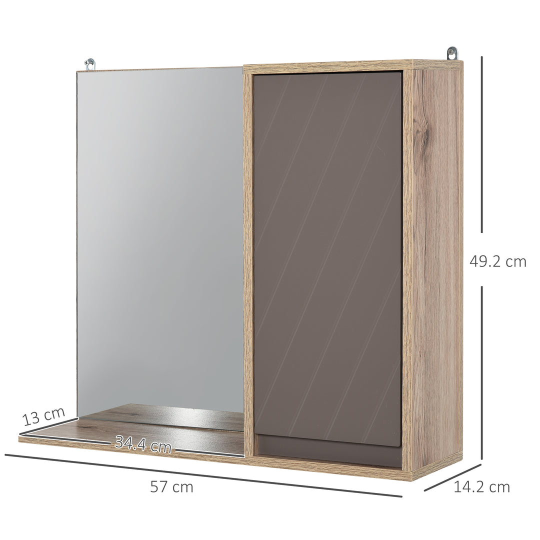 Bathroom Mirror Cabinet, Wall-Mounted Bathroom Cabinet with Mirror and Adjustable Inner Shelf, 57L x 14.2W x49.2H cm
