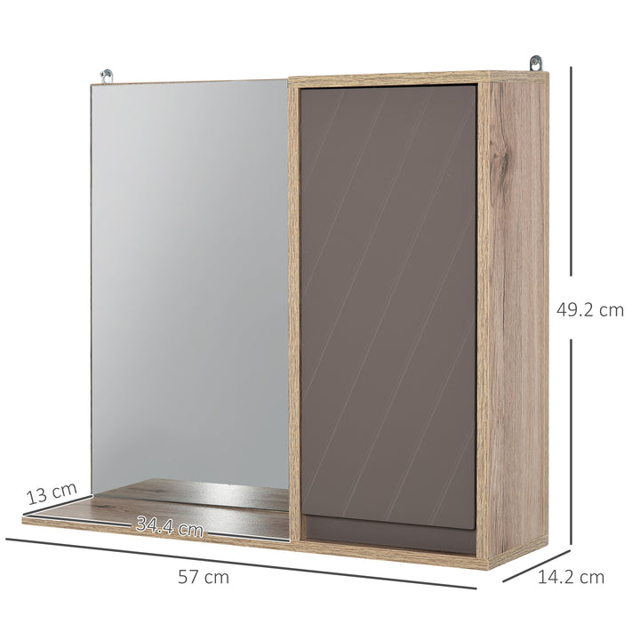 Bathroom Mirror Cabinet, Wall-Mounted Bathroom Cabinet with Mirror and Adjustable Inner Shelf, 57L x 14.2W x49.2H cm