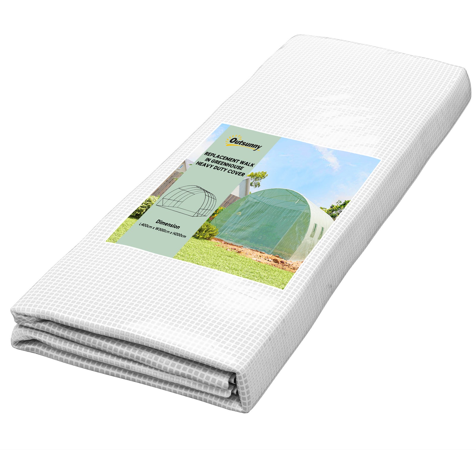 4 x 3 x 2m Greenhouse Replacement Cover ONLY Winter Garden Plant PE Cover for Tunnel Walk-in Greenhouse with Roll-up Windows Door Outdoor, Green