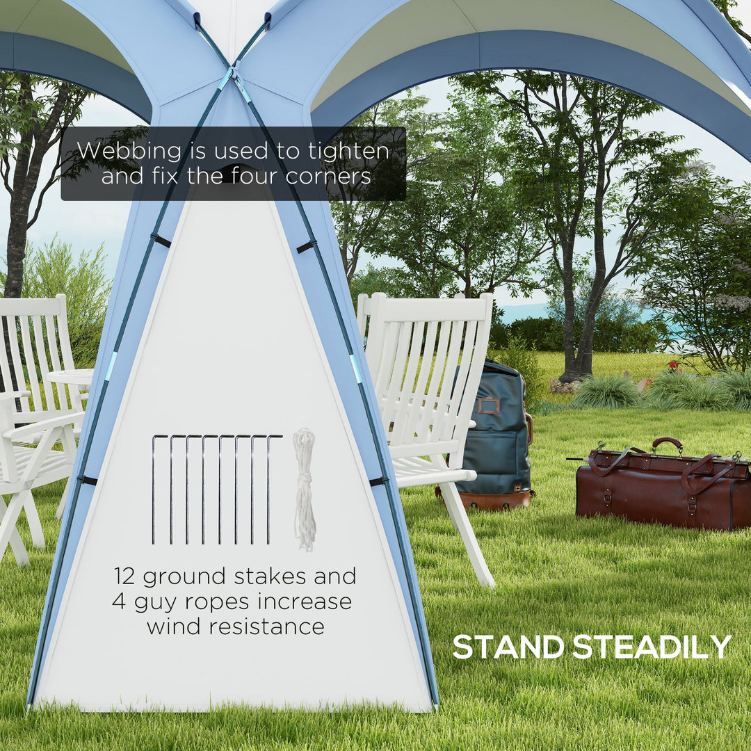 3.5 x 3.5M Camping Gazebo, Outdoor Event Shelter Dome Tent Garden Sun Shelter Patio Spire Arc Pavilion Camp Sun Shade Tent for 6-8 Person, Light Blue