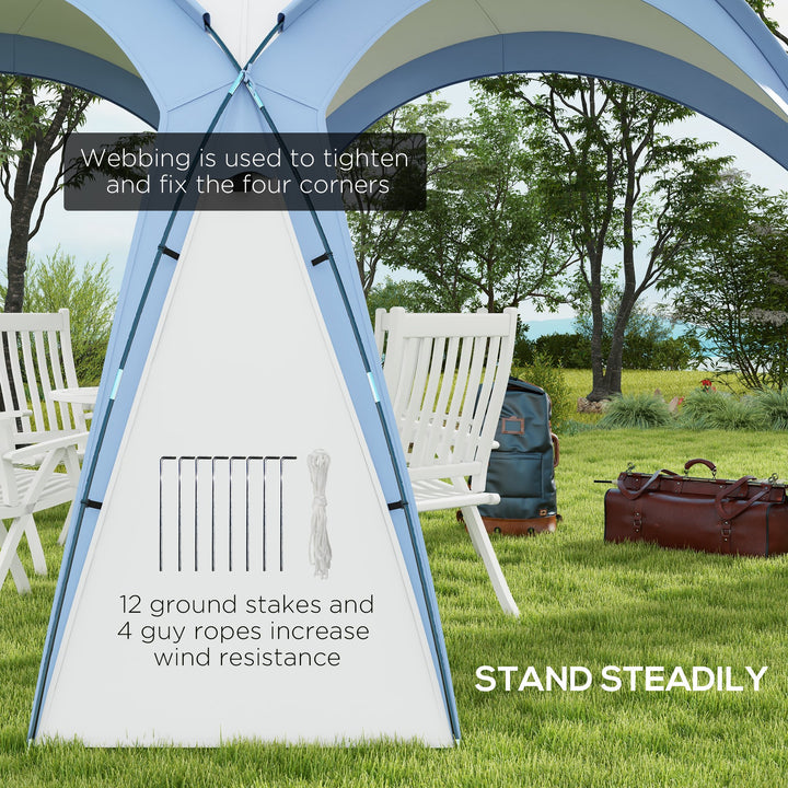 3.5 x 3.5M Camping Gazebo, Outdoor Event Shelter Dome Tent Garden Sun Shelter Patio Spire Arc Pavilion Camp Sun Shade Tent for 6-8 Person, Light Blue
