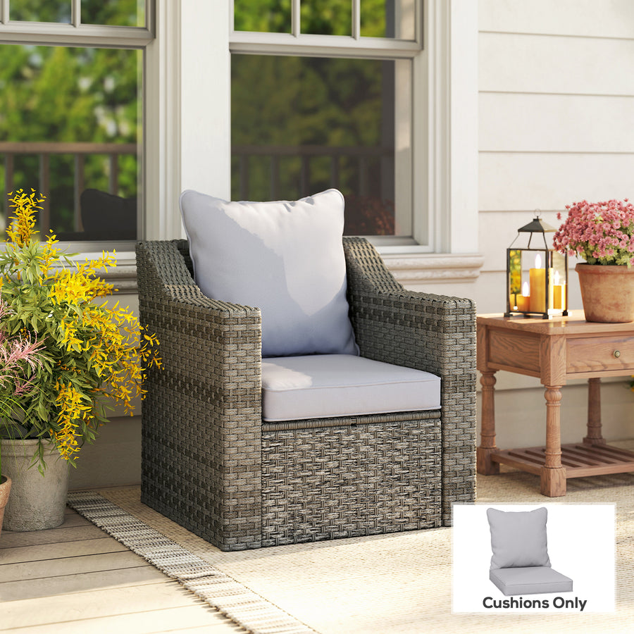 Seat and Back Padded Cushion Set, CUSHION ONLY - Light Grey