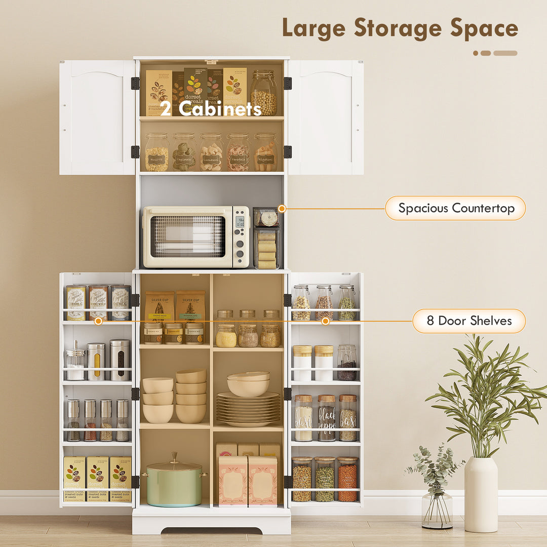 181.5 cm Freestanding Storage Cabinet, Tall Kitchen Cupboard with Adju