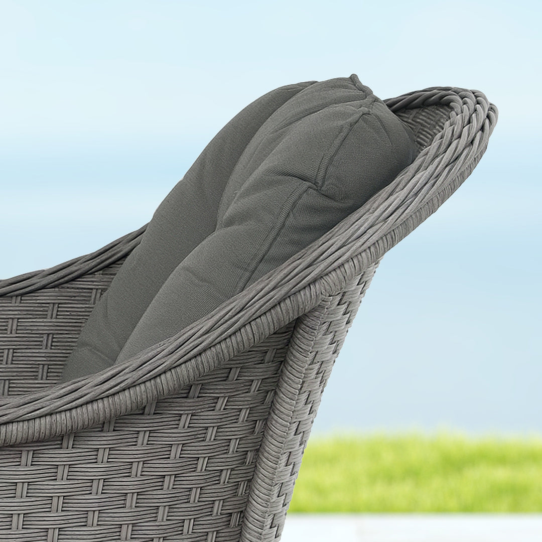 Four-Piece Rattan Set, with Glass-Top Table - Light Grey