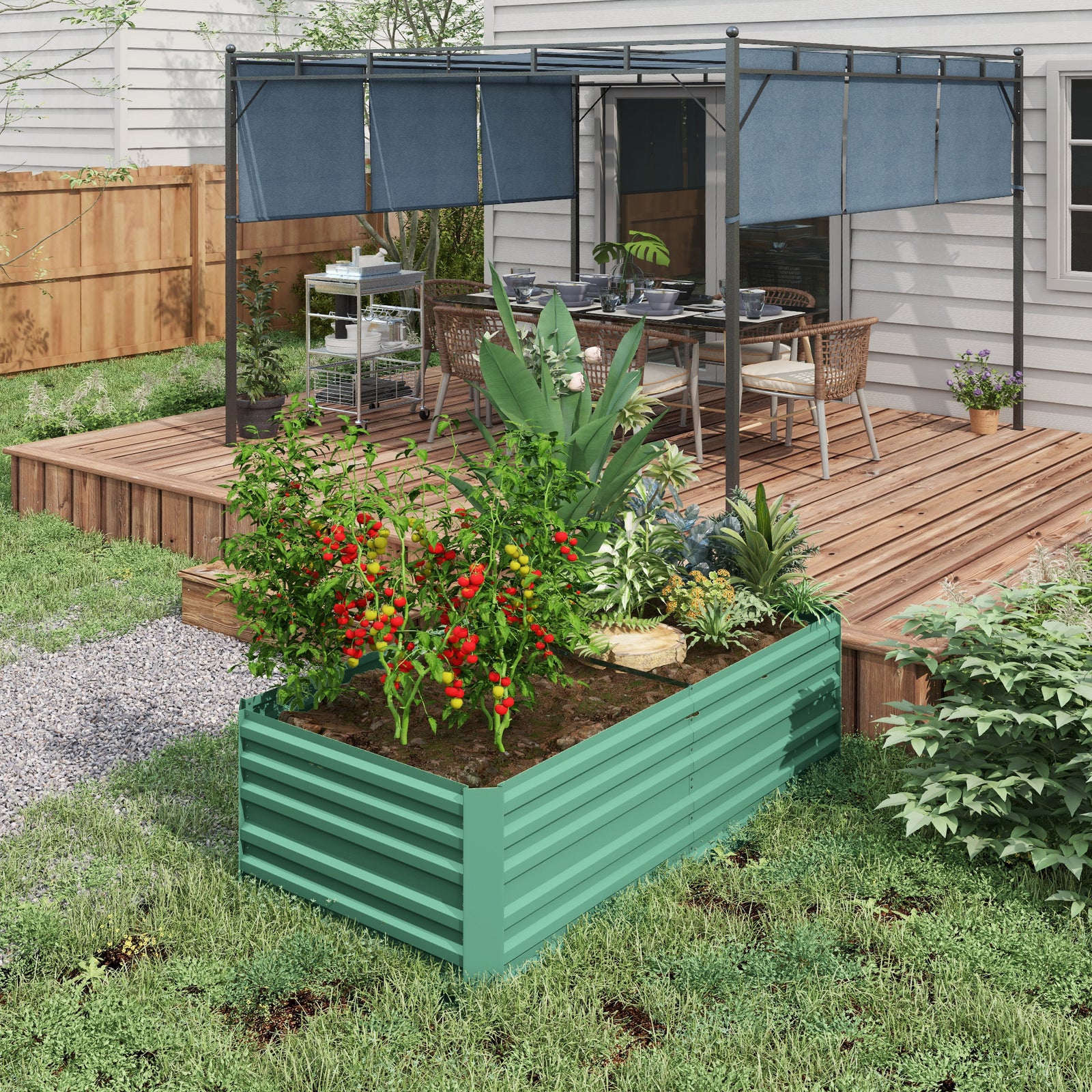 Raised Beds for Garden, Galvanised Steel Outdoor Planters with Multi-r