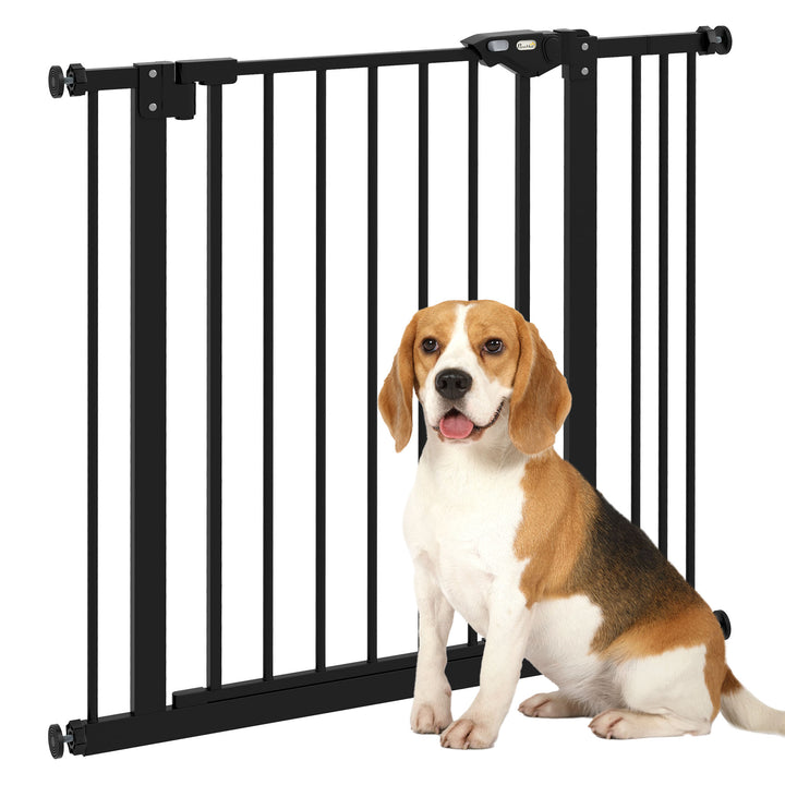 PawHut Metal 74-87cm Wide Adjustable Dog Gate Black | Aosom UK