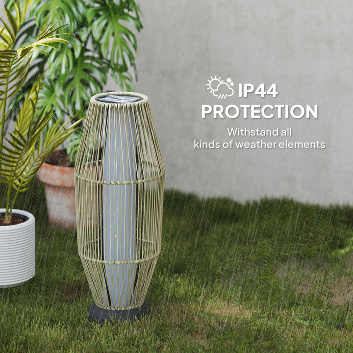 Garden Rattan Lamp, 72 cm Tall Solar Rattan Floor Lamp, Solar Garden Light with Auto On/Off LED, IP44 for Outdoor, Porch, Pathway, Terrace, Grey