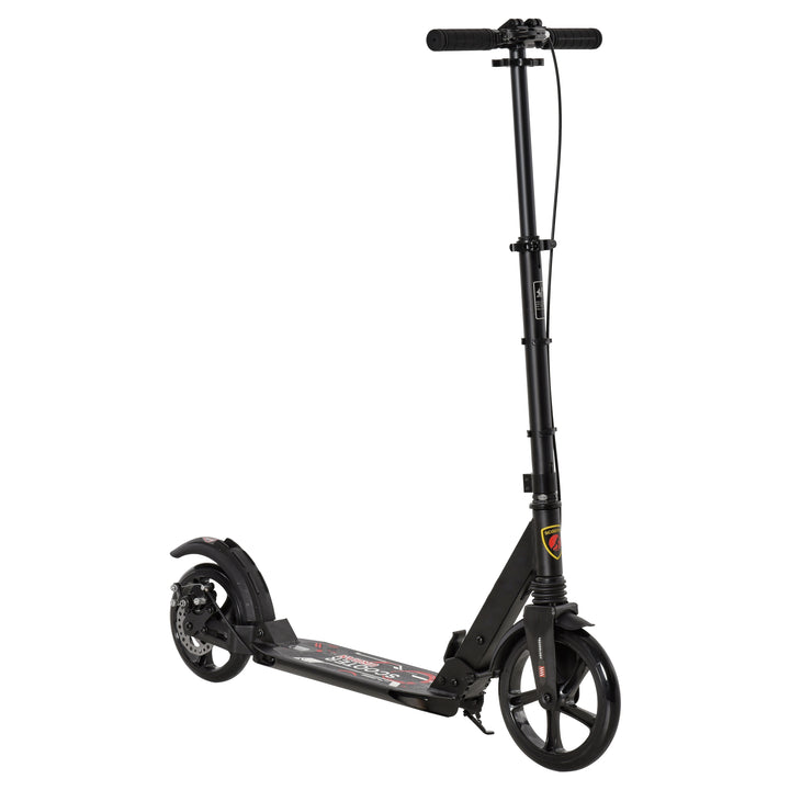 Kick Scooter, Folding 2 Wheel Scooter for 14+ Teens Adults, with Dual Brake System, Dual Suspension, 230mm Big Wheels, 3 Adjustable Handlebar, up to 100KG, Black
