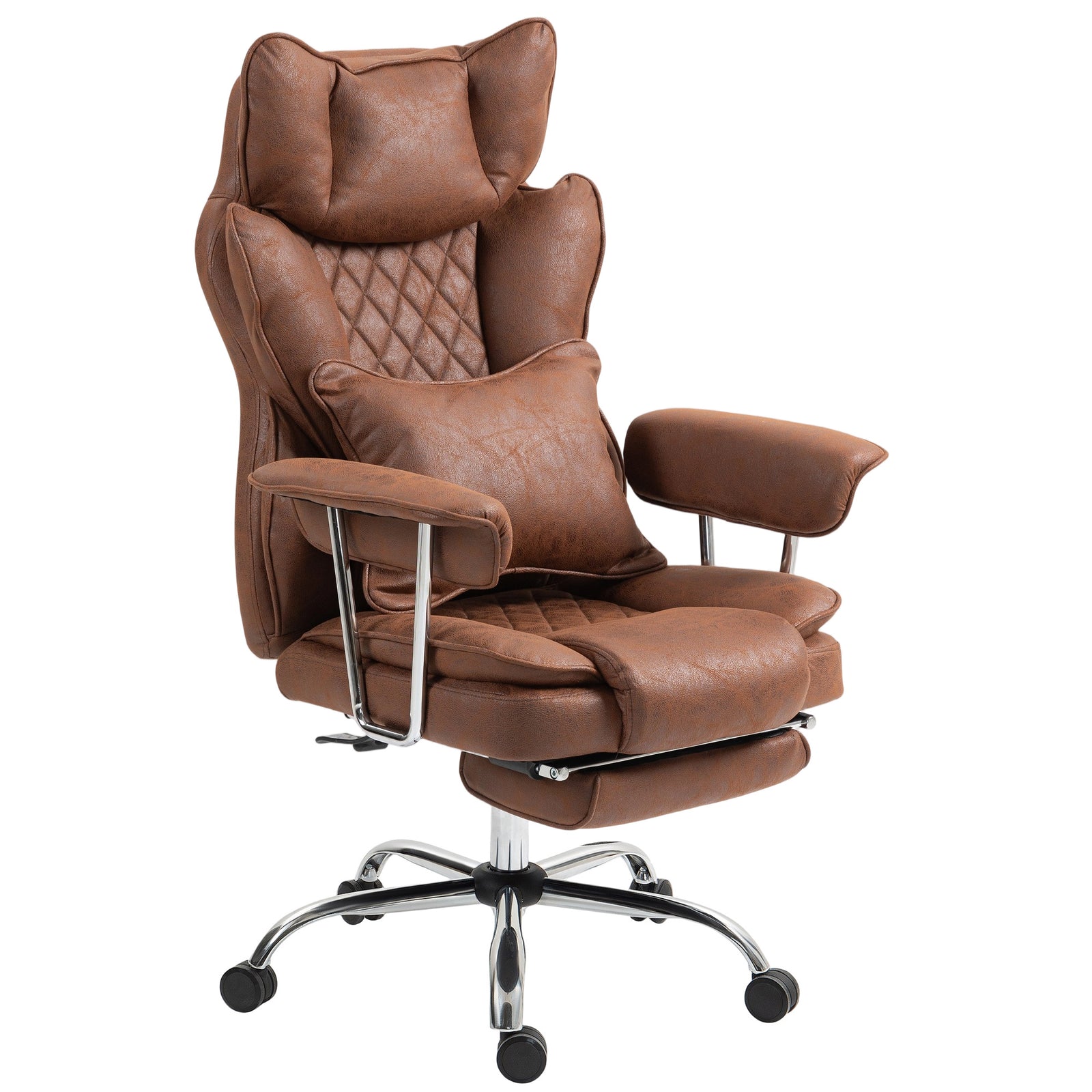 Leathaire Reclining Office Chair with Lumbar Support Pillow - Dark Brown