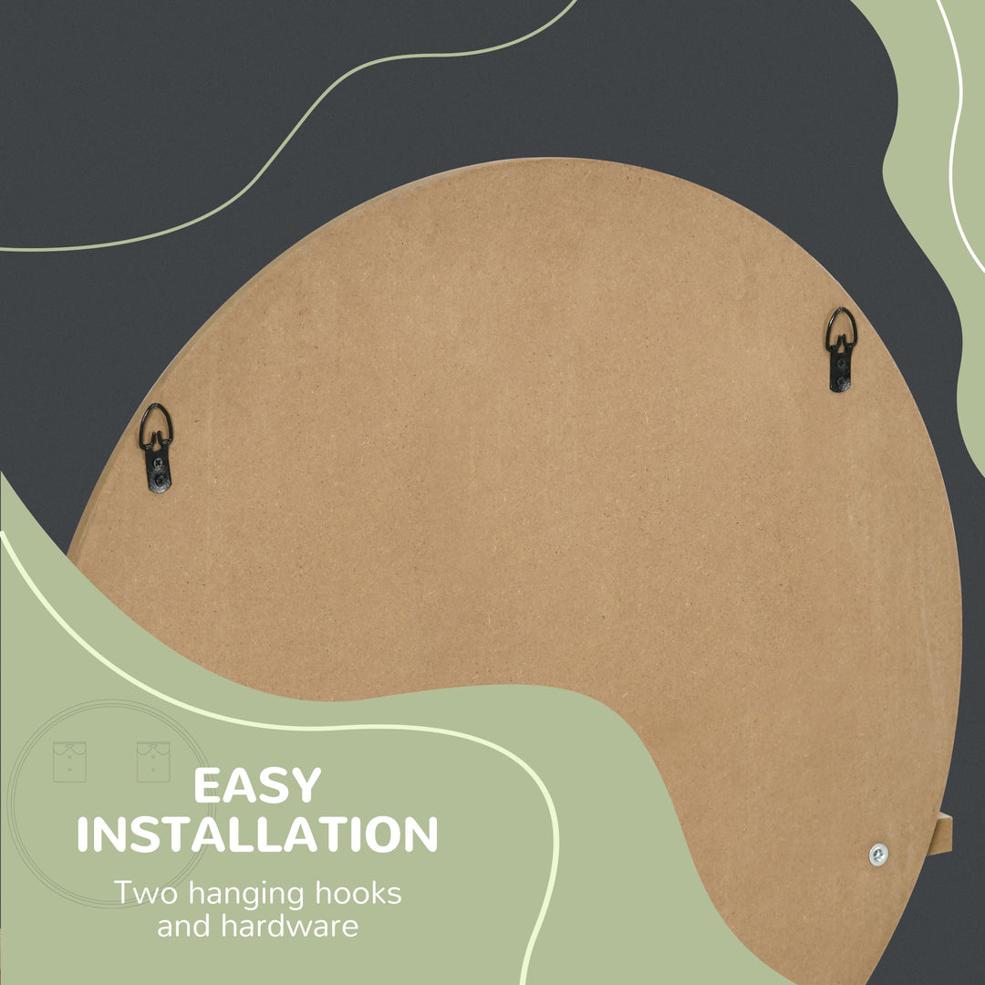 45cm Round Home Mirror, with Shelf - Natural Wood Effect