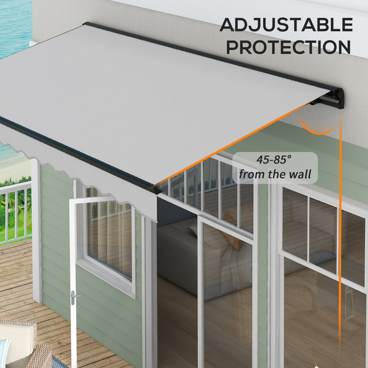 2.5 x 3.5m Aluminium Frame Electric Awning, with Remote - Light Grey
