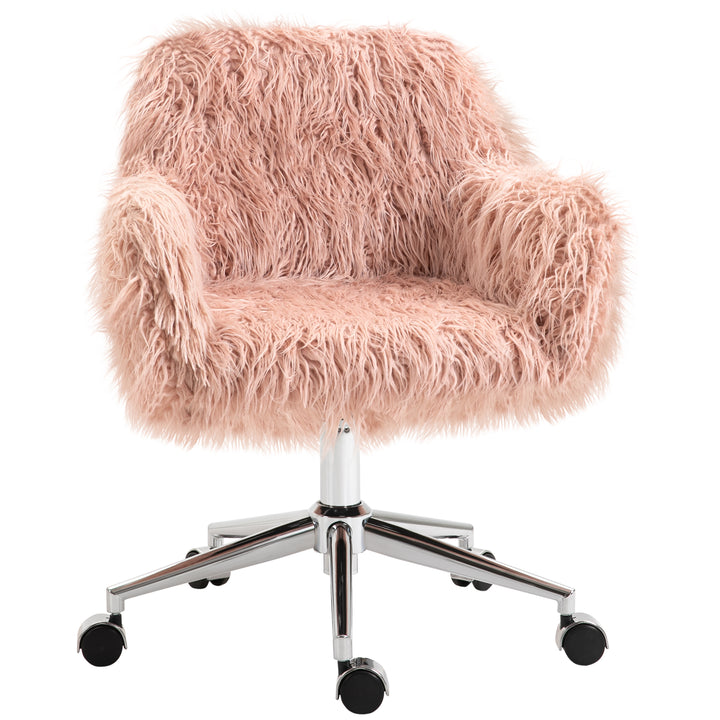 Faux Fur Desk Chair, Rolling Swivel Makeup Chair with Adjustable Heigh