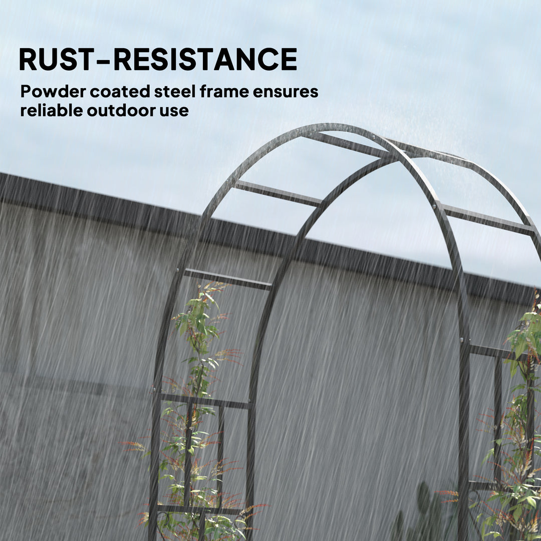 Steel Garden Arch, 2.2m High x 1.5m Wide Metal Garden Trellis for Climbing Plants Roses Wisteria Vines, Outdoor Wedding Arch for Bridal Party Ceremony Decoration, Black