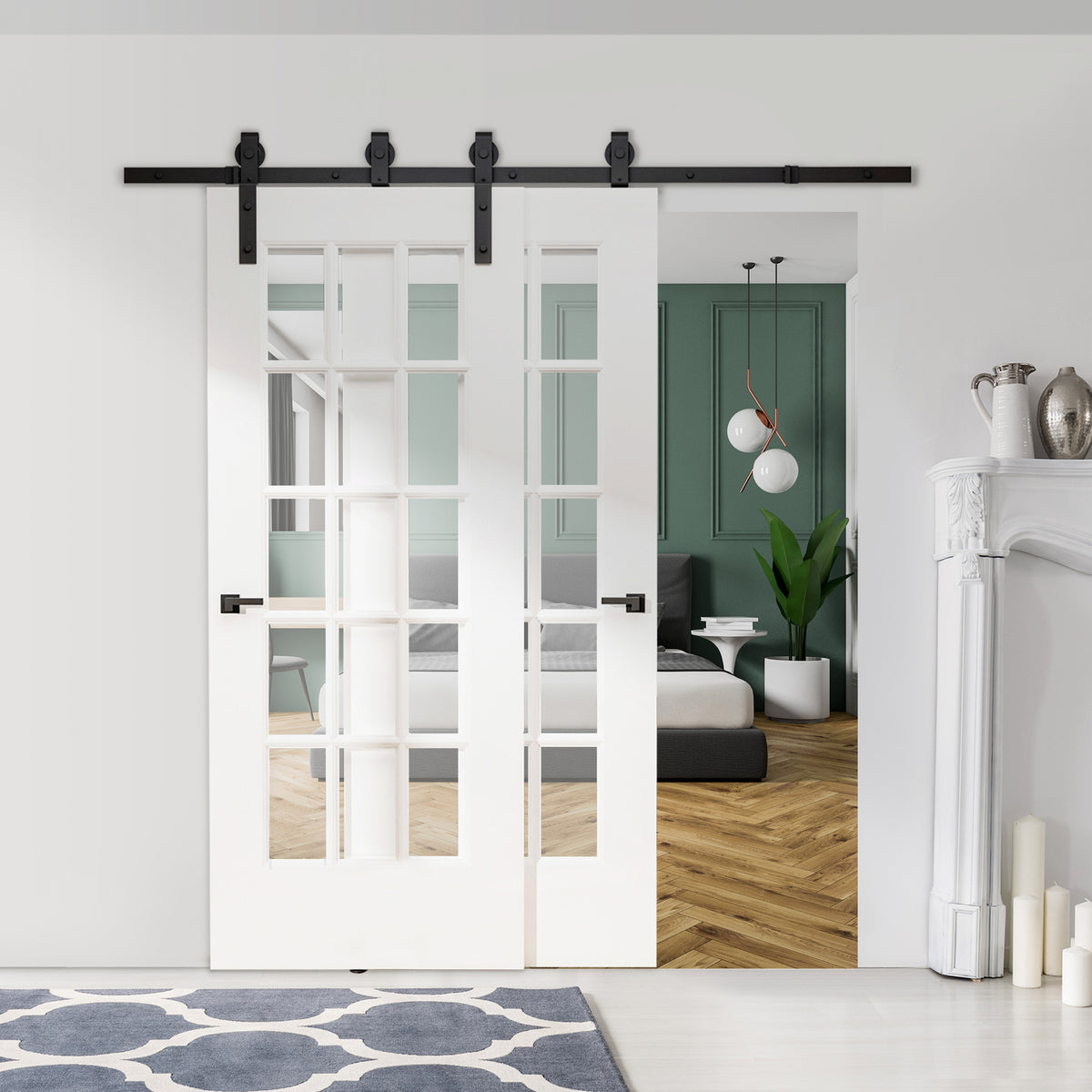 6.6FT/200cm Sliding Barn Door Hardware Track Kit, 90kg Heavy Duty - view 2