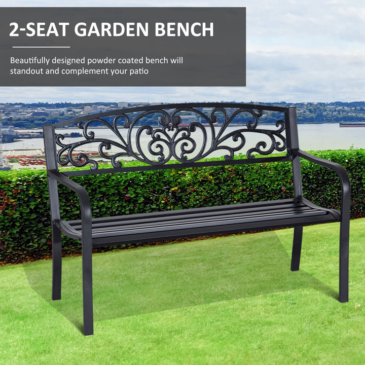 2-Seater Garden Bench, Steel-Black