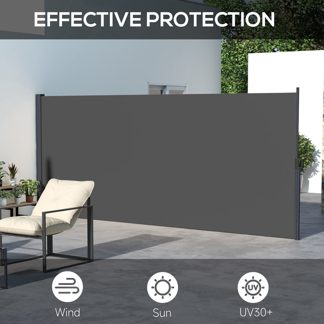 Retractable Side Awning, Outdoor Privacy Screen for Garden, Hot Tub, Balcony, Terrace, Pool, 400 x 180cm, Dark Grey