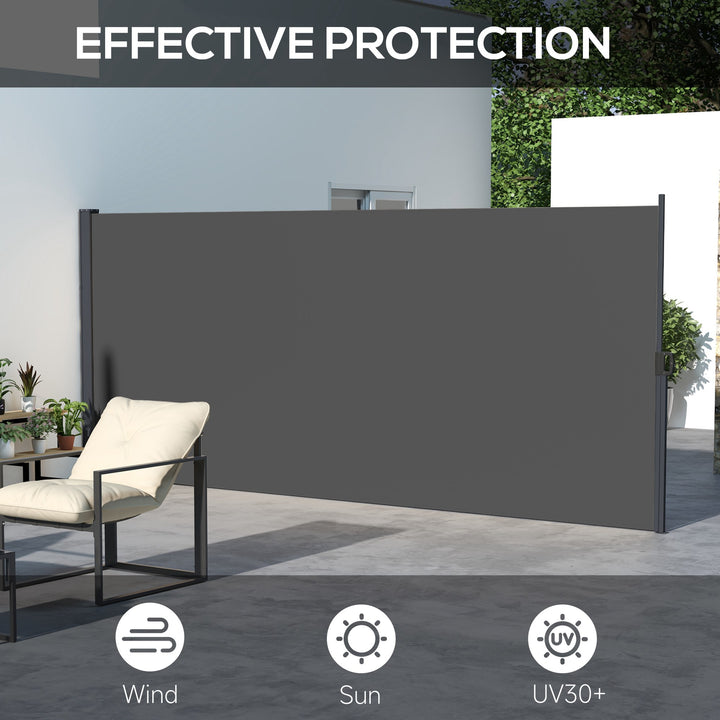 Retractable Side Awning, Outdoor Privacy Screen for Garden, Hot Tub, Balcony, Terrace, Pool, 400 x 180cm, Dark Grey