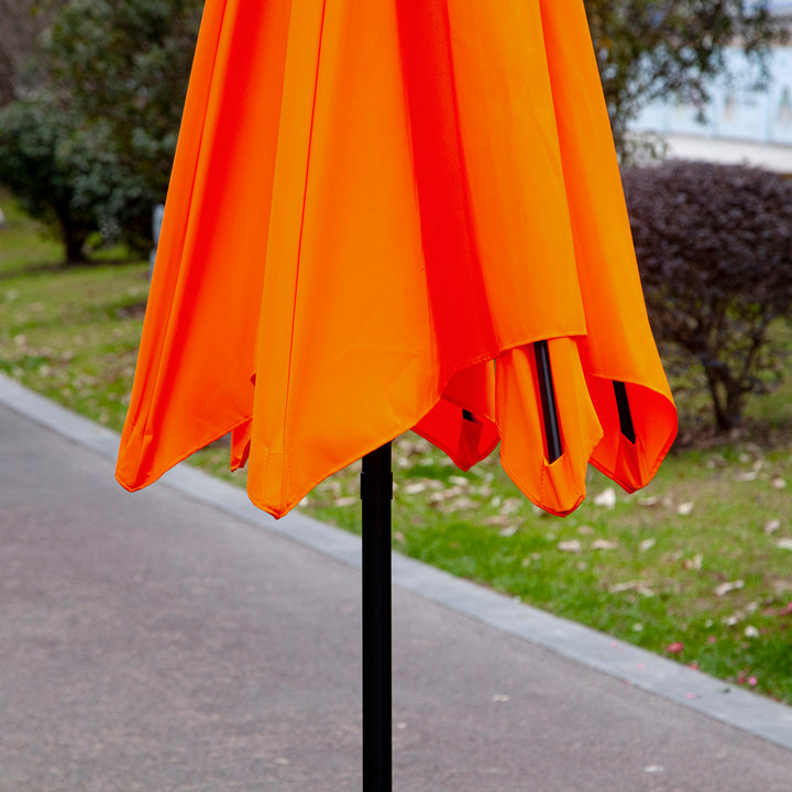 2.6M Garden Parasol Umbrella with Tilt and Crank, Outdoor Sun Parasol Sunshade Shelter with Aluminium Frame, Orange