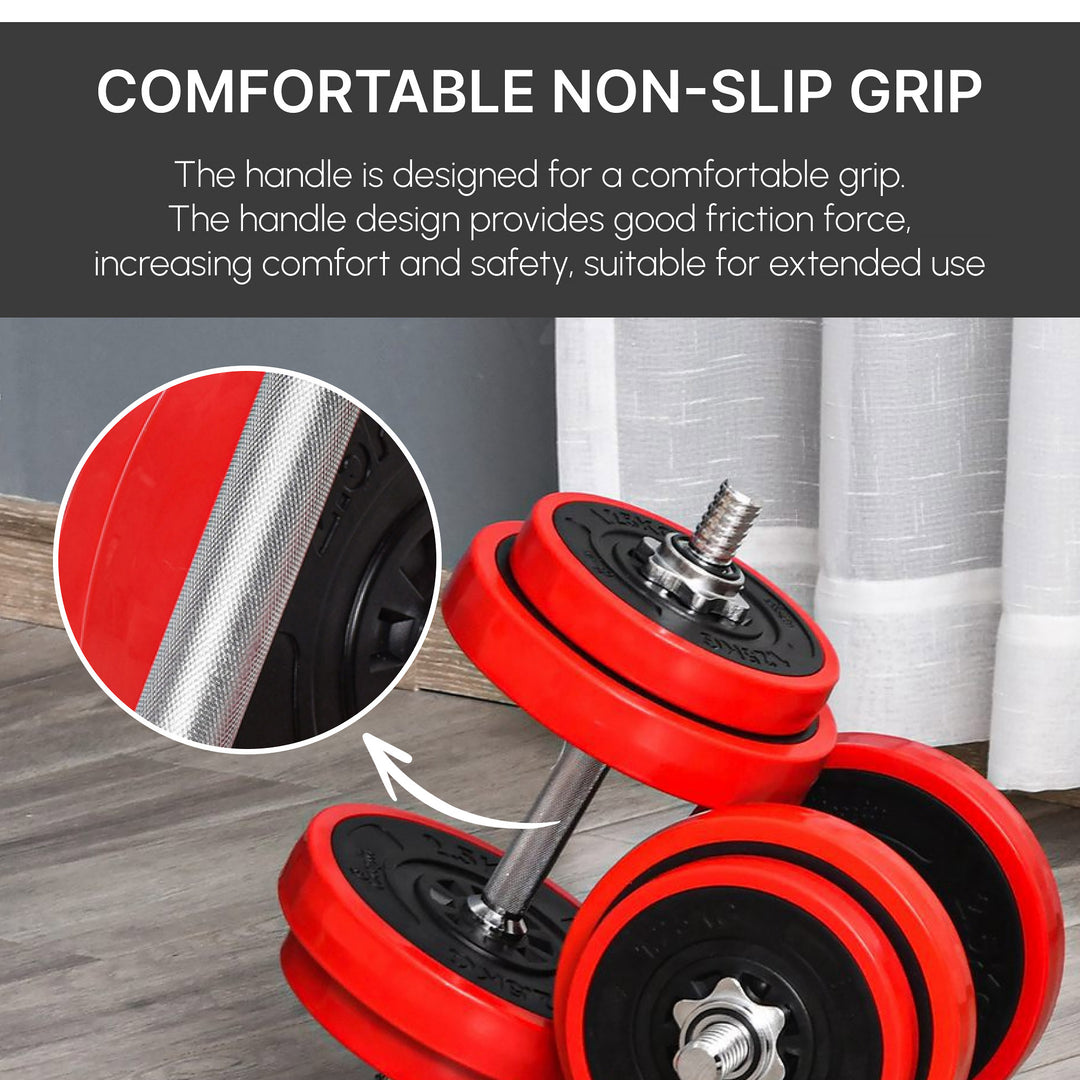 20KGS 2-In-1 Dumbbell & Barbell Adjustable Set Strength Muscle Exercise Fitness Plate Bar Clamp Rod Home Gym Sports Area