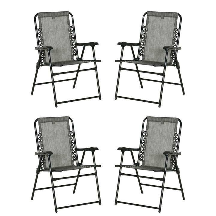 Outsunny Portable Loungers: Folding Outdoor Chairs with Armrests, Steel Frames, Greyish Tones, Set | Aosom UK