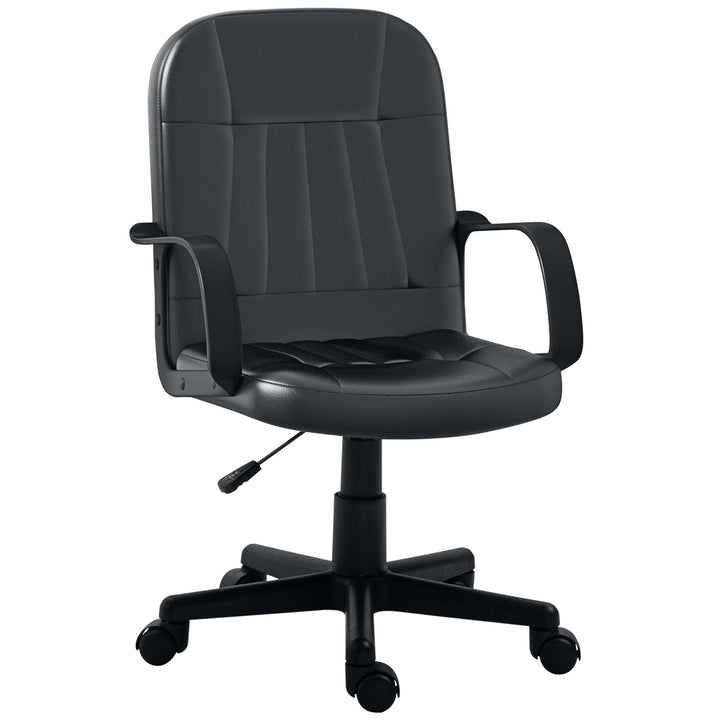 Swivel Executive Office Chair, PU Leather Computer Desk Chair with Adjustable Height, Wheels, Black