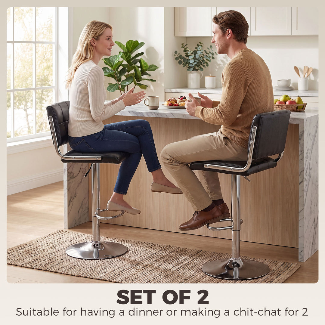 Bar Stools Modern PU Leather Adjustable Breakfast Bar Stools Backrest 