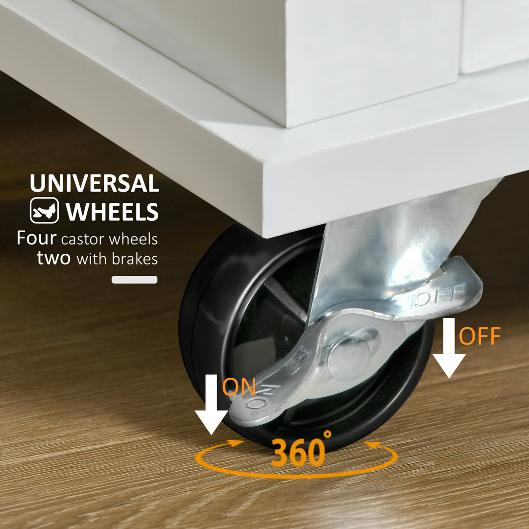 MCL Kitchen Cart Storage Trolley Wooden Cabinet with Drawer Cupboard Towel Rail White