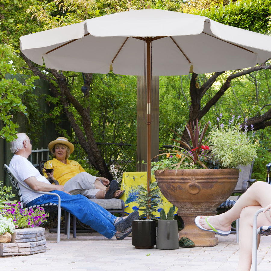 3.3m Elegant Wooden Parasol - Cream