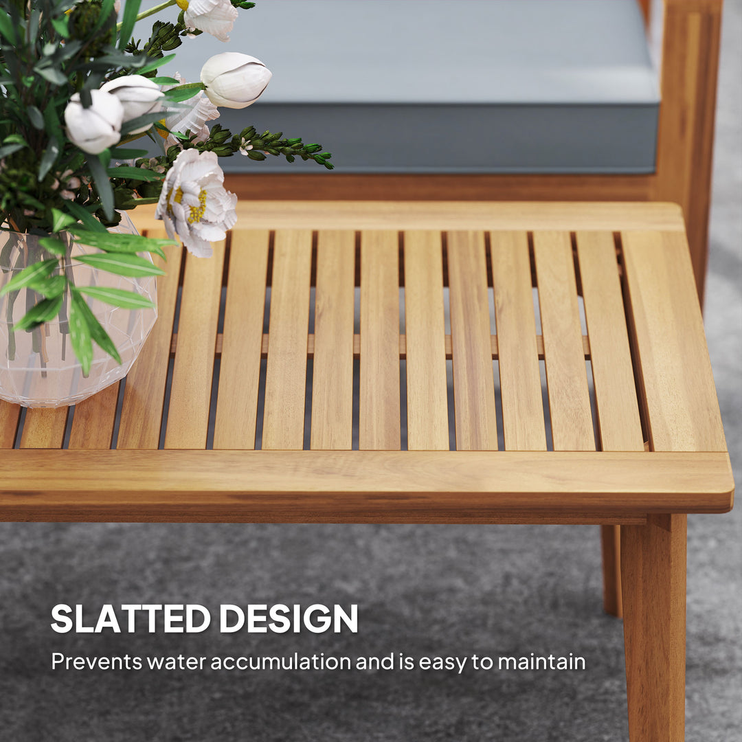 4-Piece Wooden Garden Furniture Set with Cushions - Teak