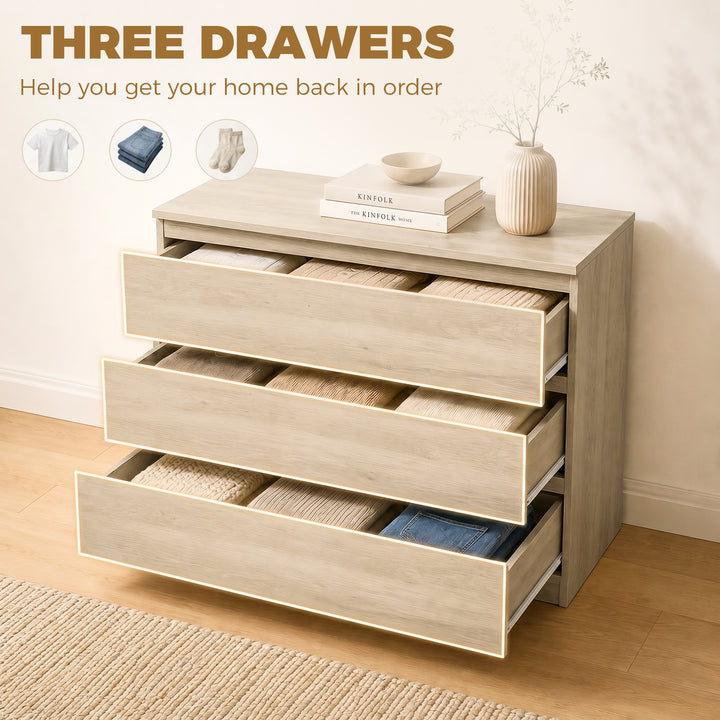3-Drawer Storage Organiser Unit, Chest of Drawers for Bedroom, Living 